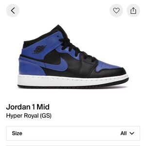 Jordan mid 1 GS 5.5 hyper royal
